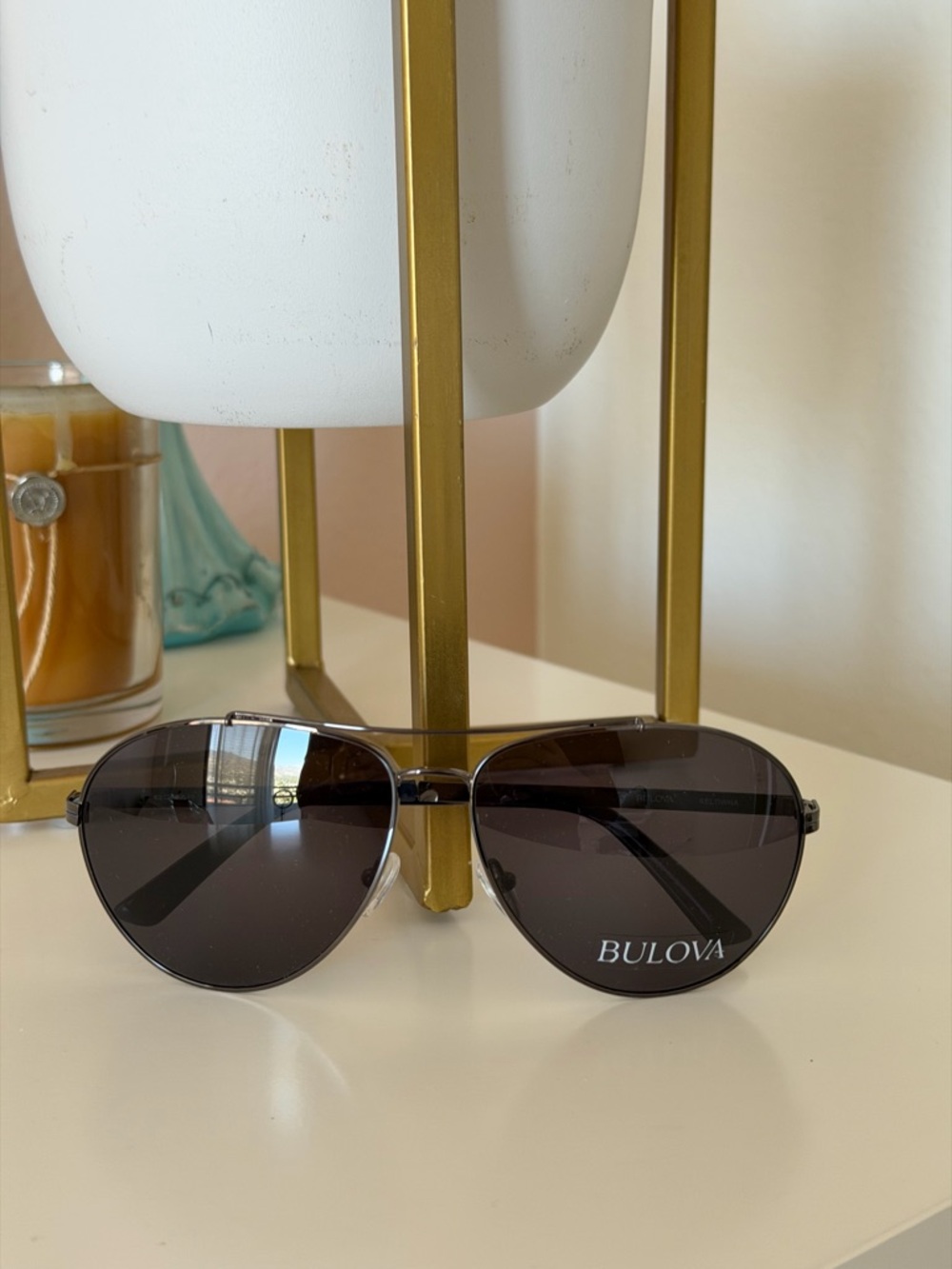 Bulova "Kelowna" Men's Aviator Sunglasses - Graphite/Gunmetal - NWT and box